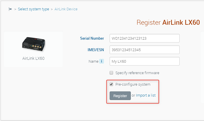 Registering Airlink Devices
