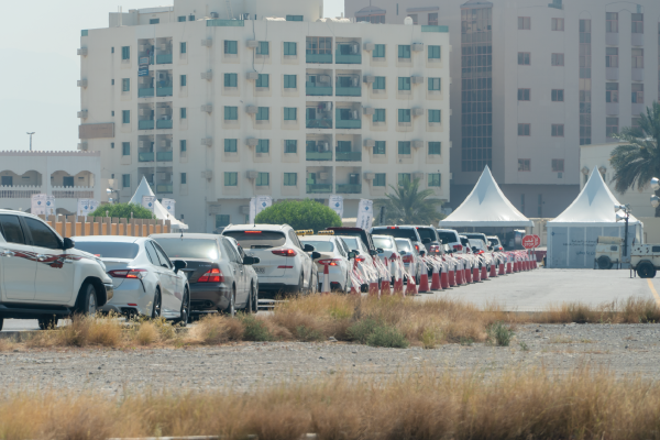 Waiting Line of Cars for COVID Vaccination