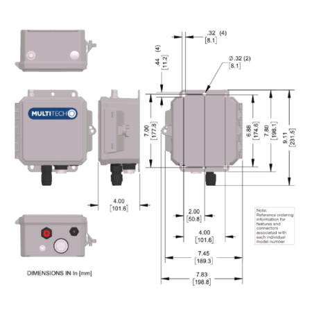 MultiTech Conduit® IP67 200 Series Base Station Drawing