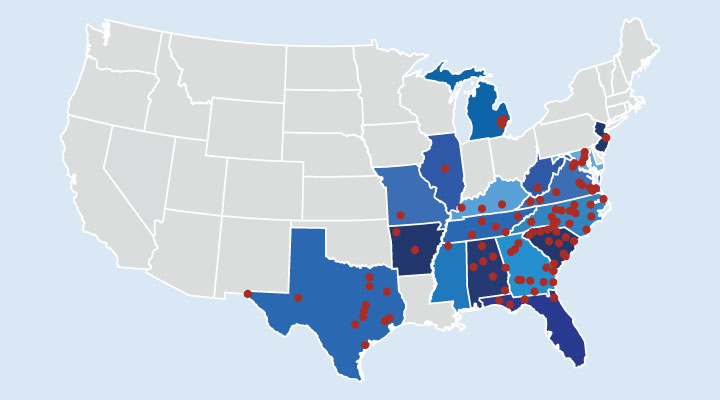 MCA Locations Map