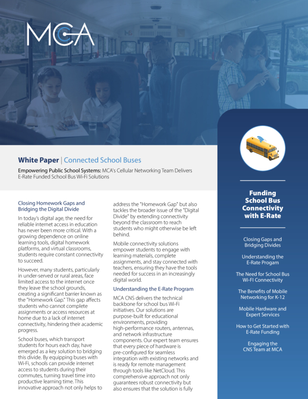 MCA's School Bus Wi-Fi with E-Rate White Paper PDF Preview Image